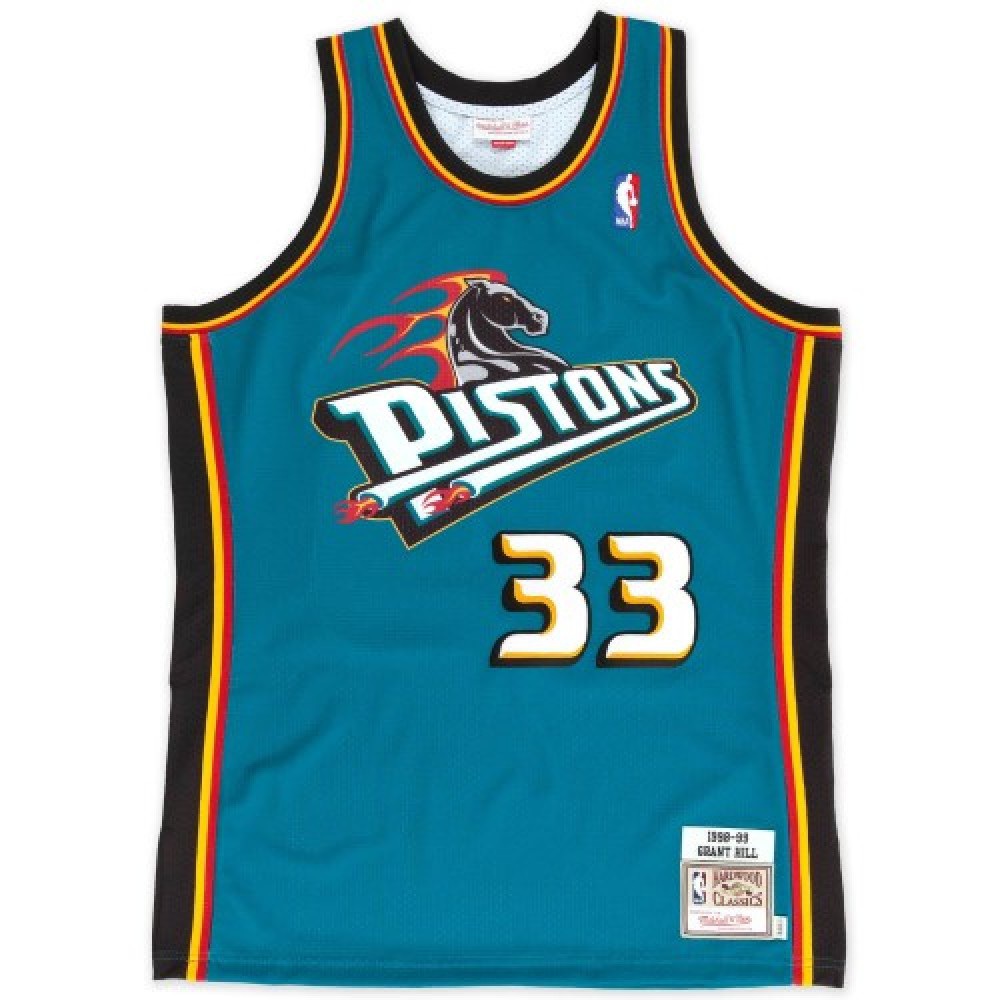 Men's Detroit Pistons Grant Hill #33 Throwback Blue 98-99 Hardwood Classics Swingman Jersey-Pro Kit Vault | Brand New 26/27 Sports Jerseys